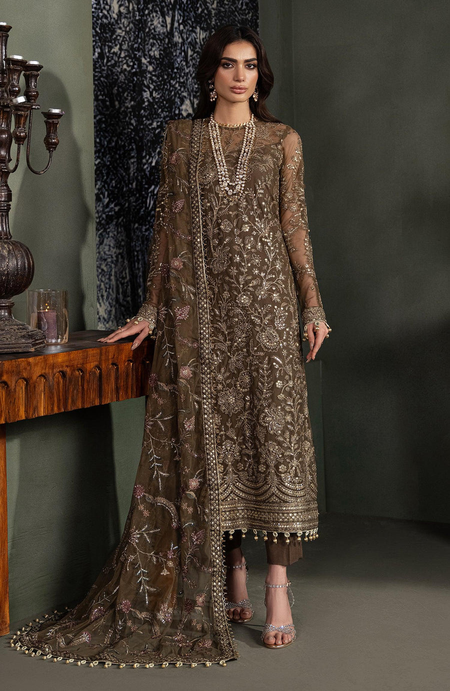 Heritage by Zarif Embroidered Net Unstitched 3Pc Suit ZHF 06 ZHALAY