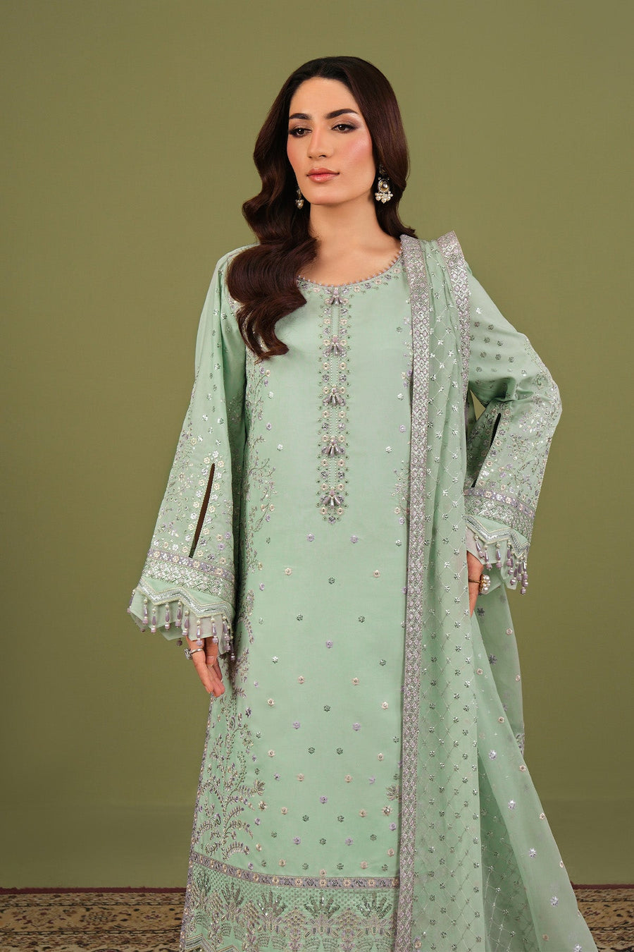 Alizeh Fashion Luxe Embroidered Raw Silk Unstitched 3Pc Suit AF-RS-15-Pearly