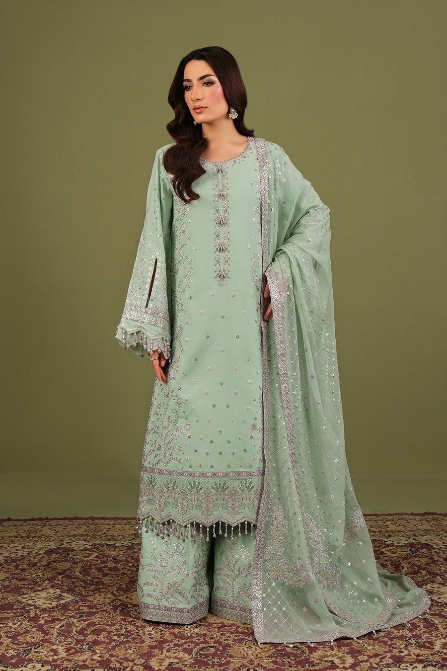 Alizeh Fashion Luxe Embroidered Raw Silk Unstitched 3Pc Suit AF-RS-15-Pearly