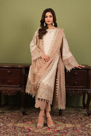 Alizeh Fashion Luxe Embroidered Raw Silk Unstitched 3Pc Suit AF-RS-10-Castor