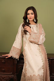 Alizeh Fashion Luxe Embroidered Raw Silk Unstitched 3Pc Suit AF-RS-10-Castor