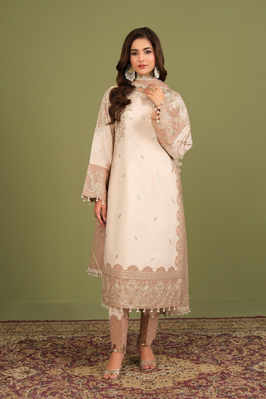 Alizeh Fashion Luxe Embroidered Raw Silk Unstitched 3Pc Suit AF-RS-10-Castor