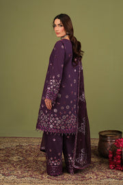 Alizeh Fashion Luxe Embroidered Raw Silk Unstitched 3Pc Suit AF-RS-09-Mulbery