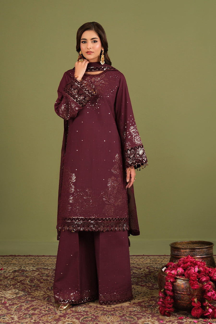 Alizeh Fashion Luxe Embroidered Raw Silk Unstitched 3Pc Suit AF-RS-16-Almas
