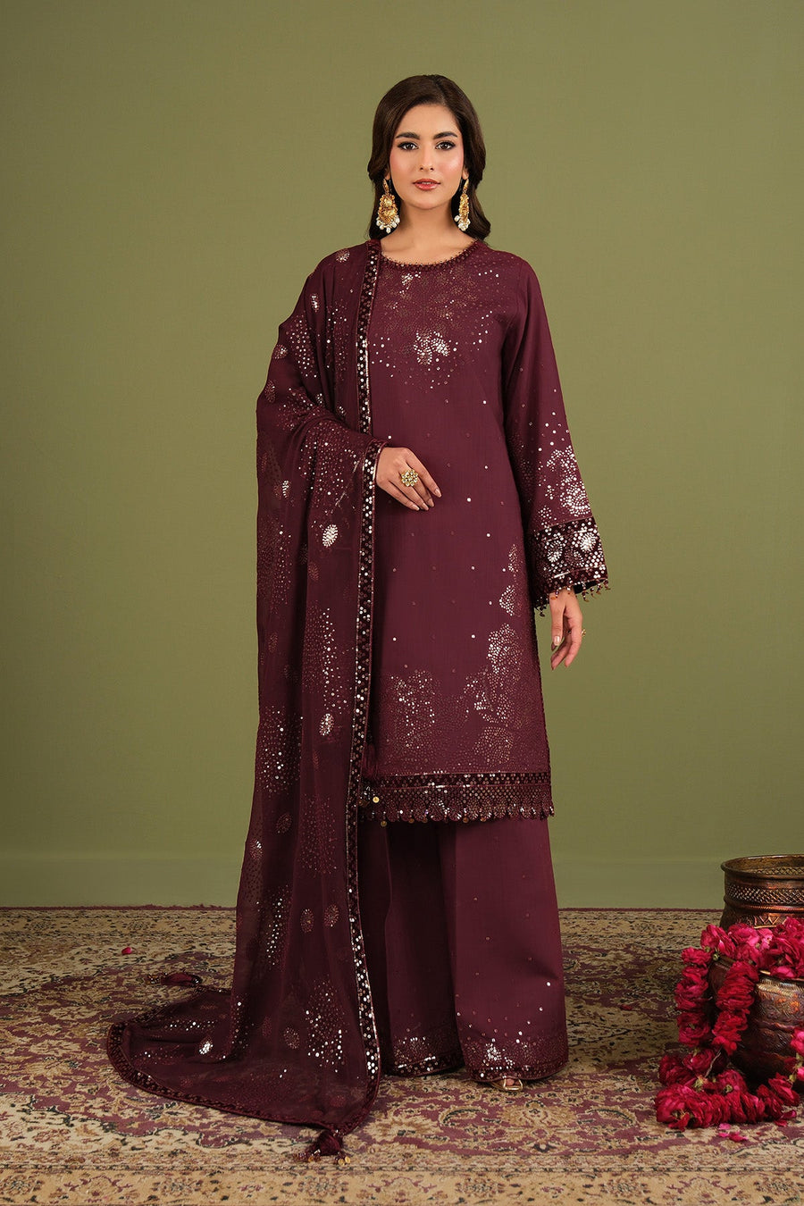 Alizeh Fashion Luxe Embroidered Raw Silk Unstitched 3Pc Suit AF-RS-16-Almas