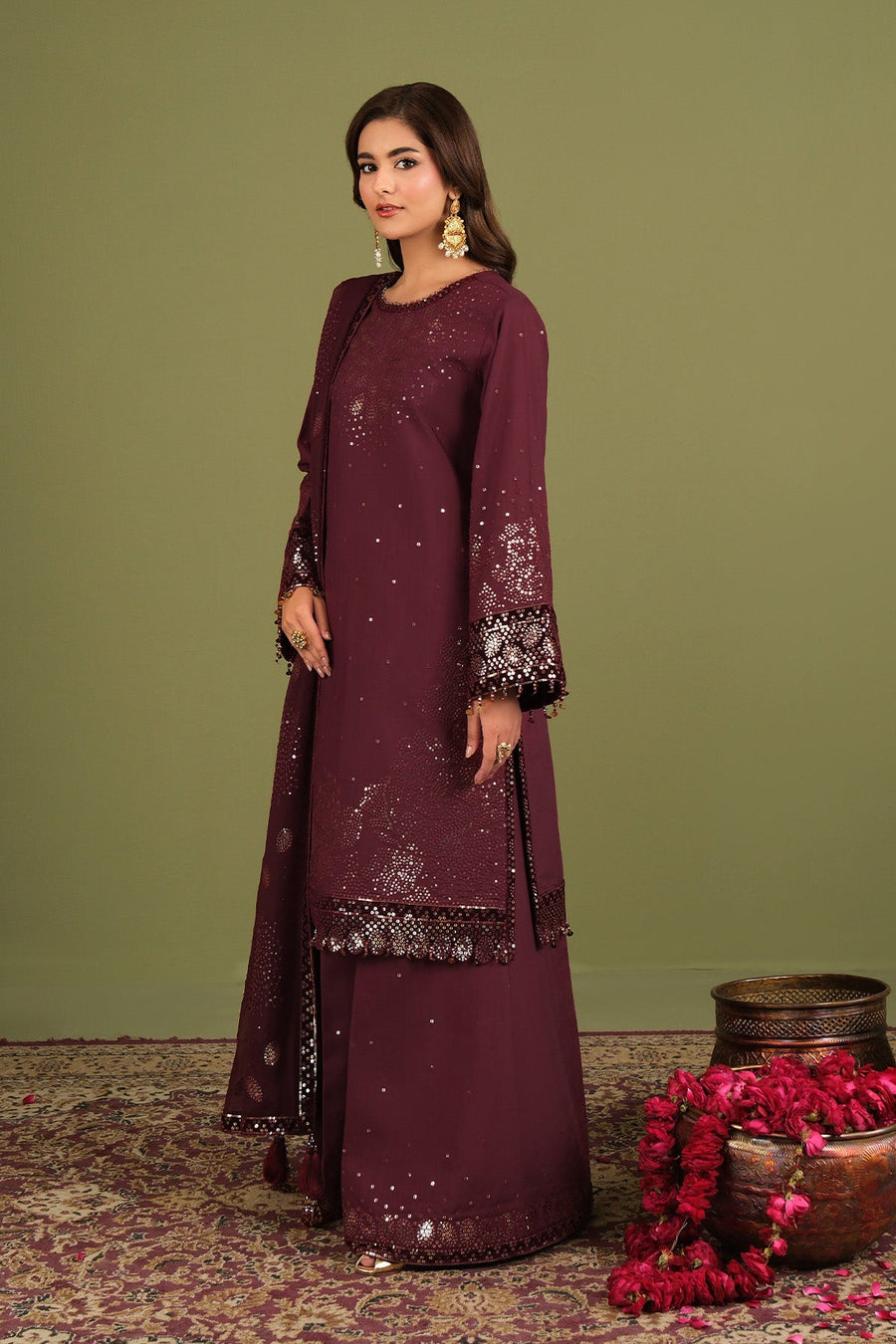 Alizeh Fashion Luxe Embroidered Raw Silk Unstitched 3Pc Suit AF-RS-16-Almas