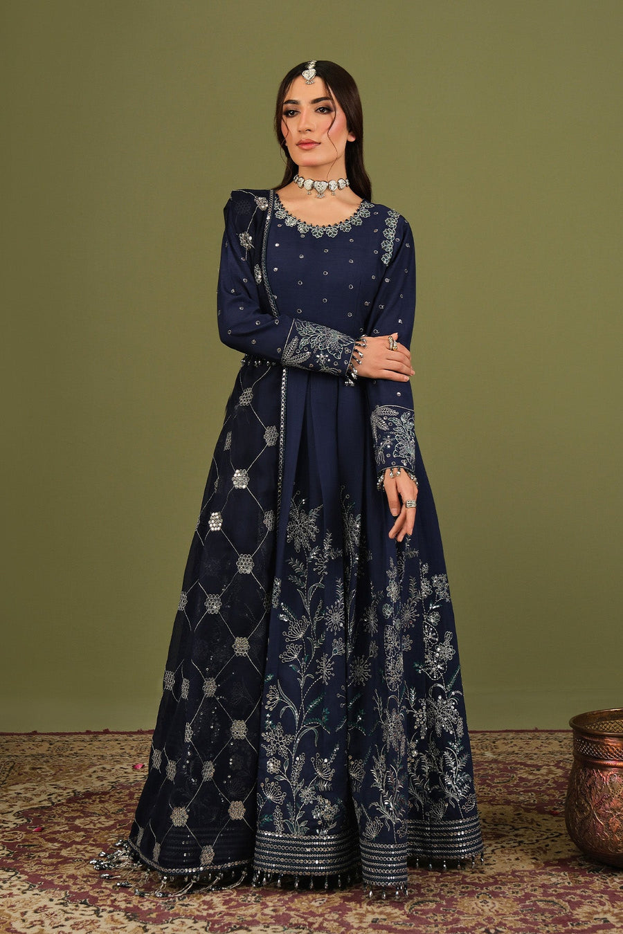 Alizeh Fashion Luxe Embroidered Raw Silk Unstitched 3Pc Suit AF-RS-11-Abaan