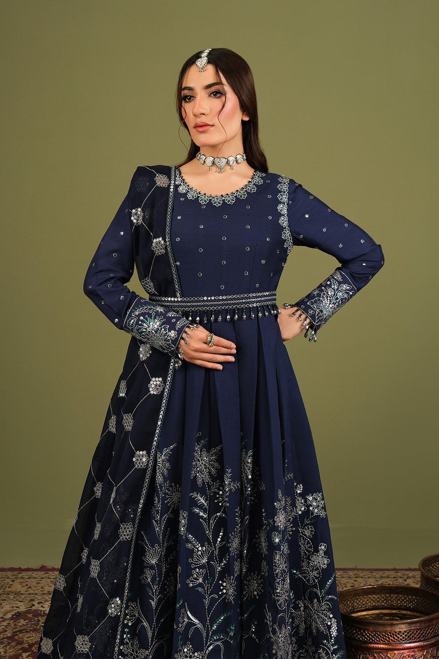 Alizeh Fashion Luxe Embroidered Raw Silk Unstitched 3Pc Suit AF-RS-11-Abaan