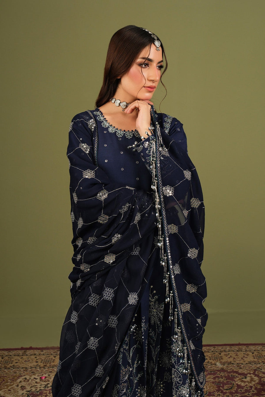 Alizeh Fashion Luxe Embroidered Raw Silk Unstitched 3Pc Suit AF-RS-11-Abaan