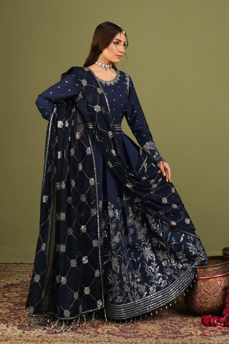 Alizeh Fashion Luxe Embroidered Raw Silk Unstitched 3Pc Suit AF-RS-11-Abaan