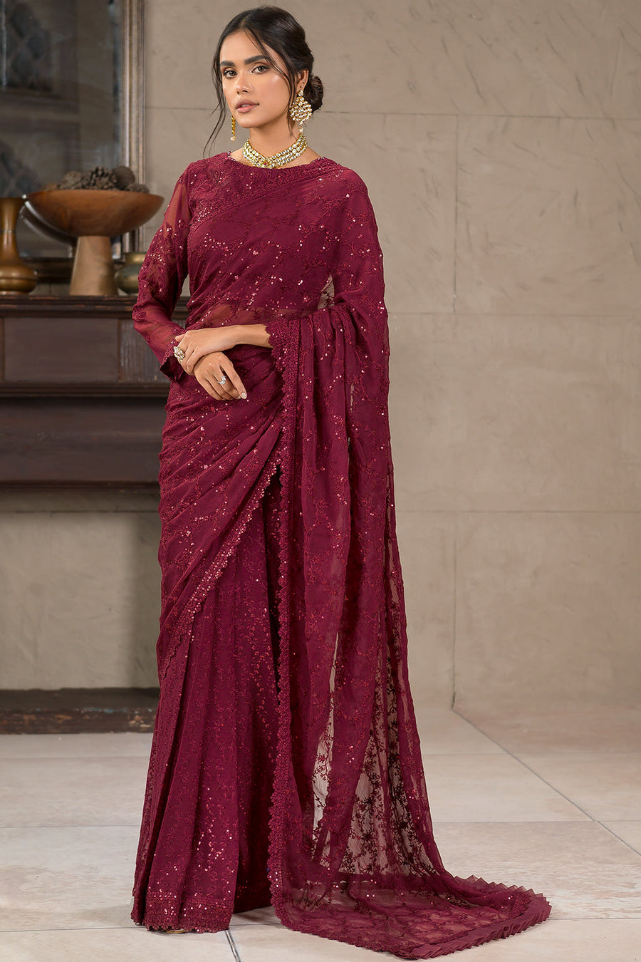 Falak by Zarif Unstitched Festive Formal Chiffon Suit ZF 07 BERRIA