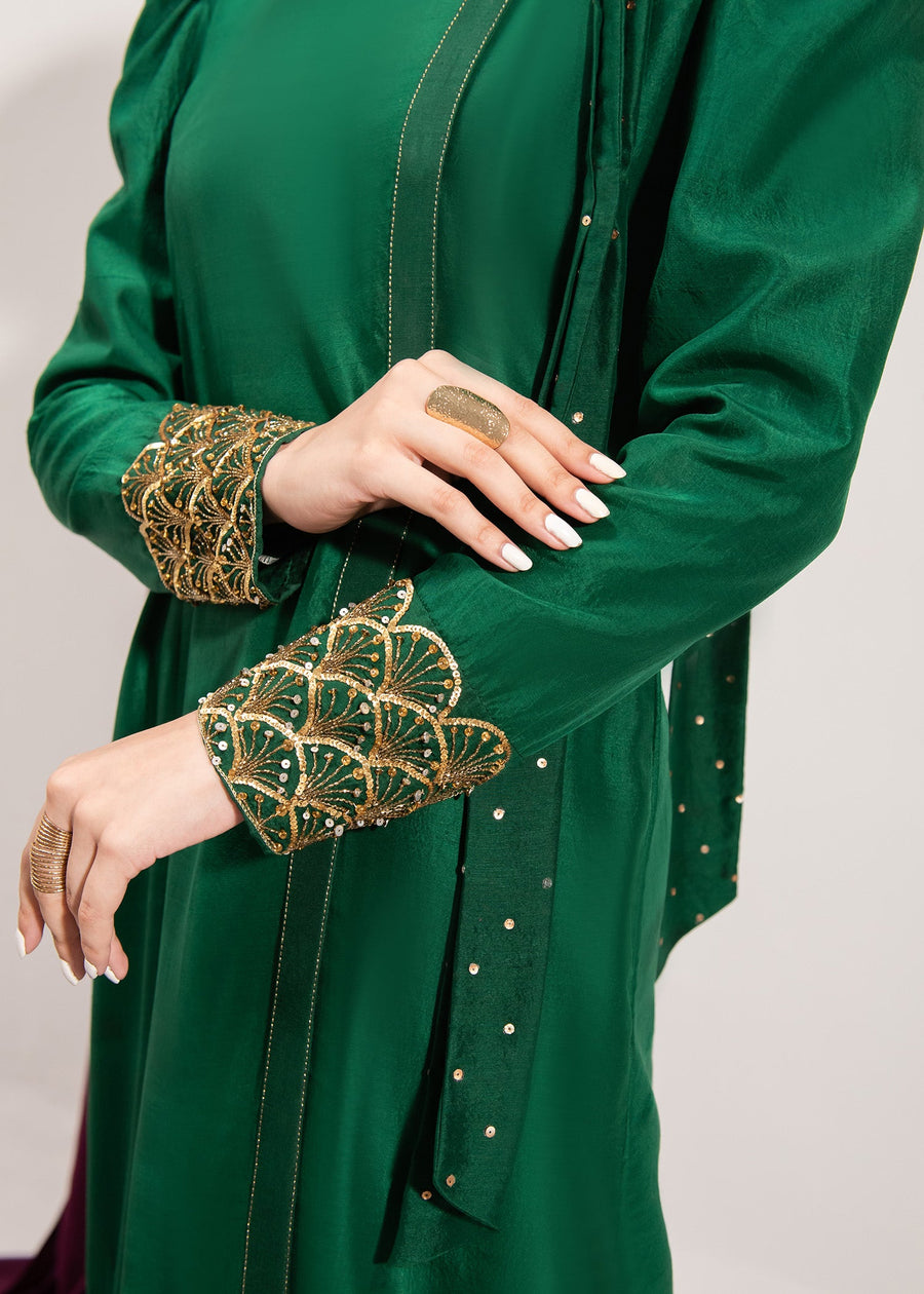 Maria Osama Khan Tiffany Vol-01 Luxury Pret 2Pc Suit - Emerald