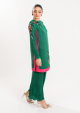 Maria Osama Khan Claire Pleated Silk Luxury Pret 2Pc Suit - Ivy
