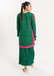 Maria Osama Khan Claire Pleated Silk Luxury Pret 2Pc Suit - Ivy