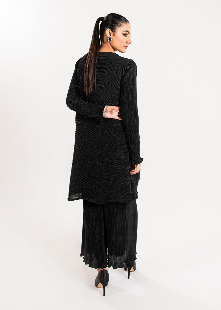 Maria Osama Khan Claire Pleated Silk Luxury Pret 2Pc Suit - Twilight