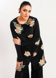 Maria Osama Khan Claire Pleated Silk Luxury Pret 2Pc Suit - Twilight
