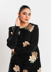 Maria Osama Khan Claire Pleated Silk Luxury Pret 2Pc Suit - Twilight