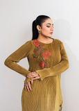 Maria Osama Khan Claire Pleated Silk Luxury Pret 1Pc Shirt - Honeycomb