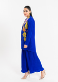 Maria Osama Khan Claire Pleated Silk Luxury Pret 2Pc Suit - Azure