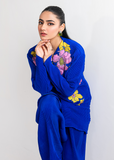 Maria Osama Khan Claire Pleated Silk Luxury Pret 2Pc Suit - Azure