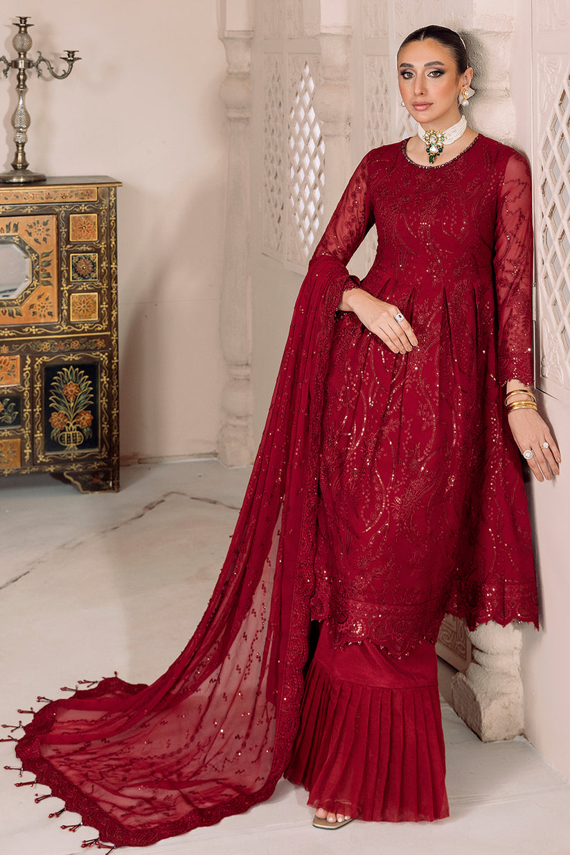 DUA by Alizeh Fashion Embroidered Chiffon Unstitched 3Pc Suit D-3B