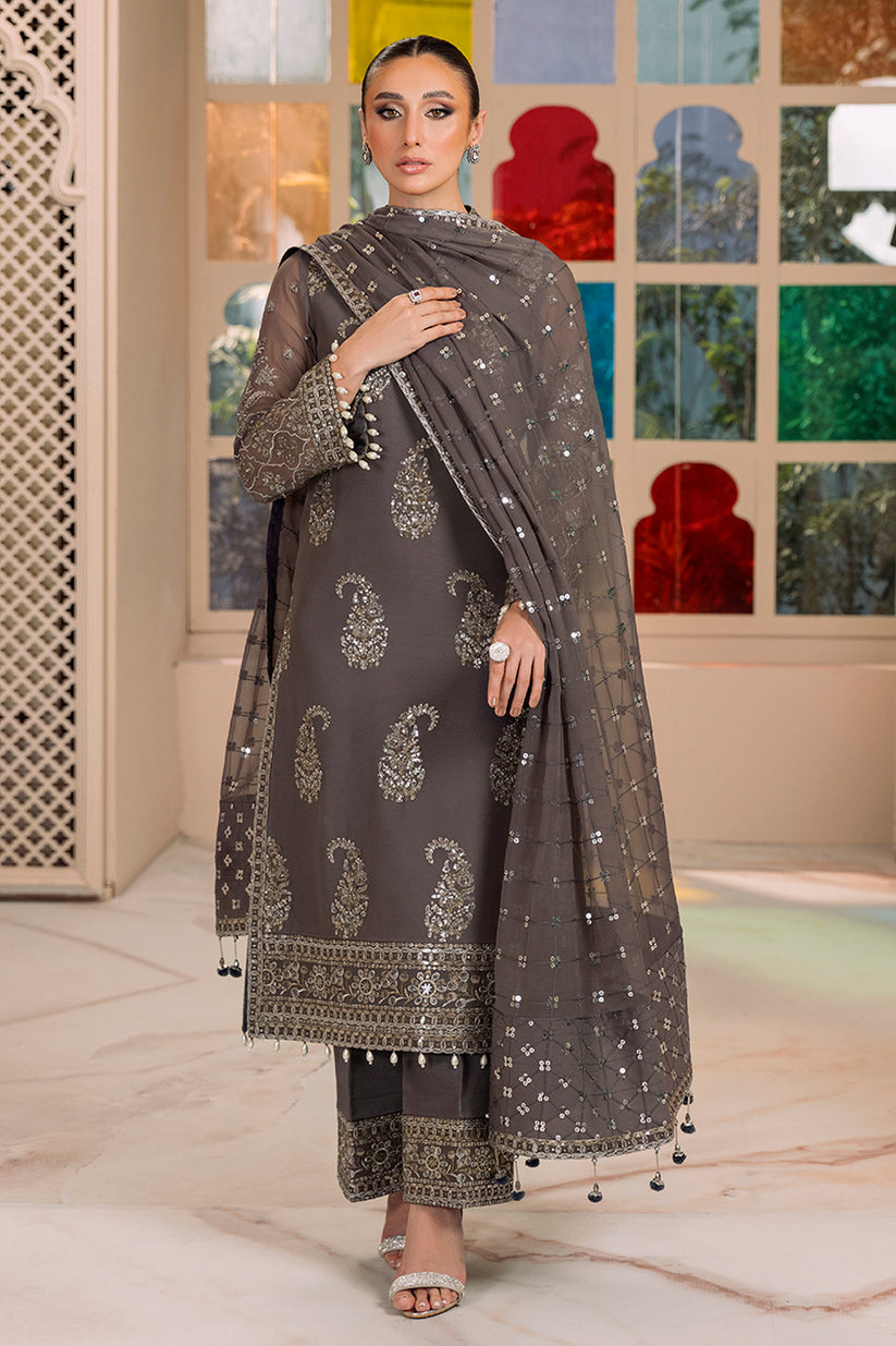 DUA by Alizeh Fashion Embroidered Chiffon Unstitched 3Pc Suit D-6B