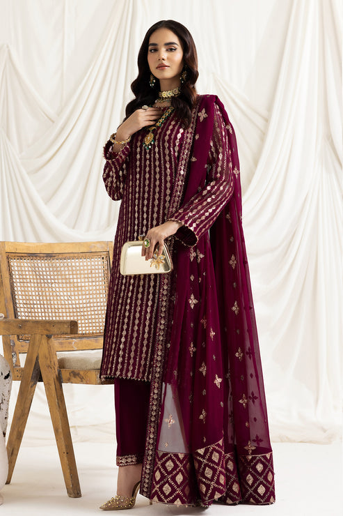 Alizeh Fashion Dua Embroidered Chiffon Unstitched 3Pc Suit DUA-V02D03A
