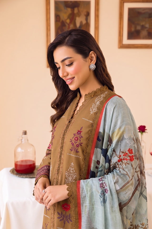 Faiza Faisal FNF Prints Unstitched Lawn 3Pc Suit - DUNE AURA