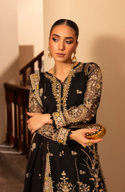 Aylin Wedding Formal Embroidered Organza Unstitched 3Pc Suit - DUSKY