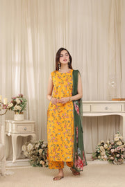 Feathers Threads of Poetry Unstitched Lawn 3Pc Suit Daffodil Dialogue-FT766