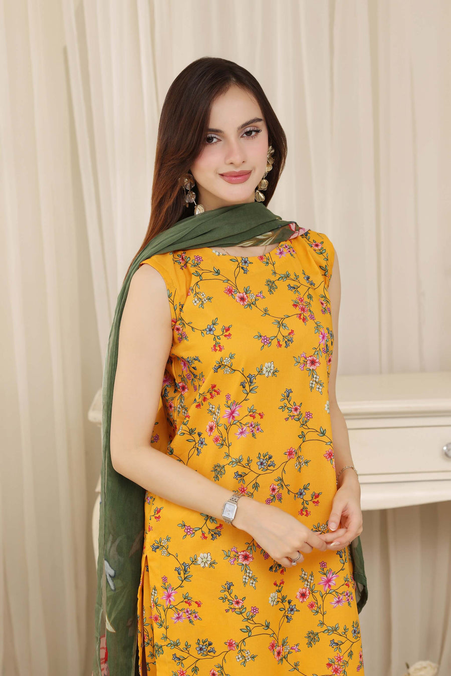 Feathers Threads of Poetry Unstitched Lawn 3Pc Suit Daffodil Dialogue-FT766