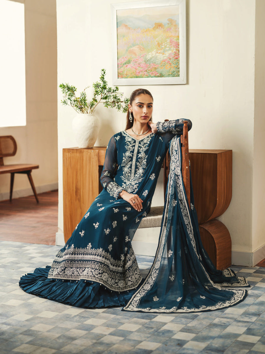 Mysha by Sifa Embroidered Chiffon Unstitched 3Pc Suit - DAHLIA