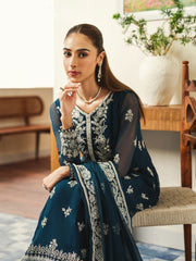 Mysha by Sifa Embroidered Chiffon Unstitched 3Pc Suit - DAHLIA