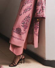 Jugnu Lahore Womenswear Embroidered Karandi Unstitched 3Pc Suit - DAHLIA