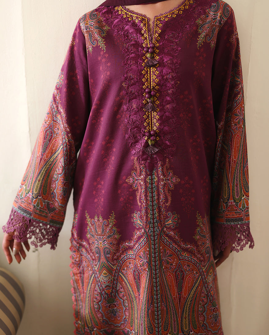 Roheenaz Eclat Gerden Printed Lawn Unstitched 3Pc Suit - DAHLIA DREAM