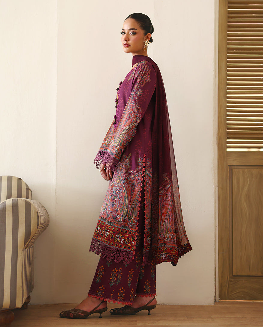 Roheenaz Eclat Gerden Printed Lawn Unstitched 3Pc Suit - DAHLIA DREAM