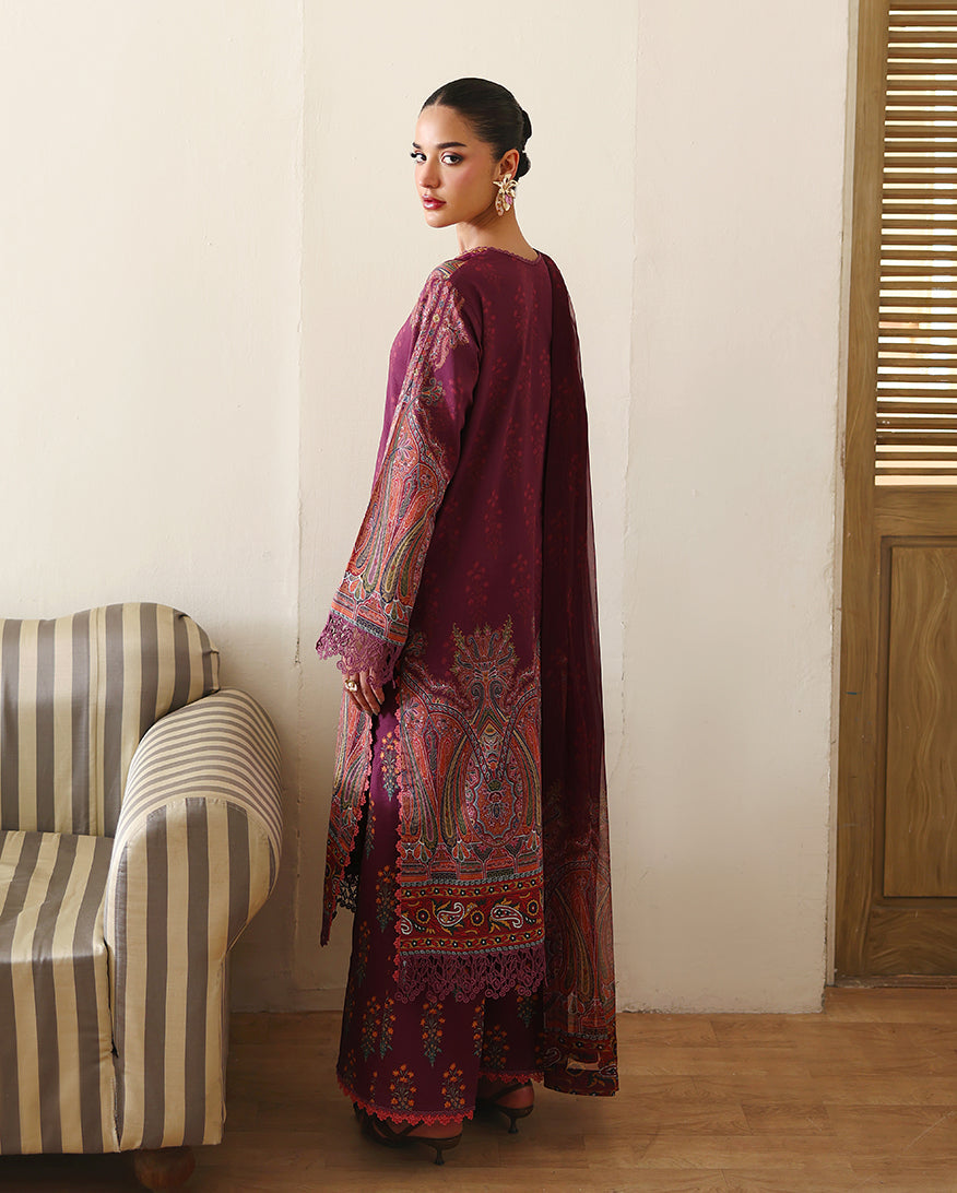 Roheenaz Eclat Gerden Printed Lawn Unstitched 3Pc Suit - DAHLIA DREAM