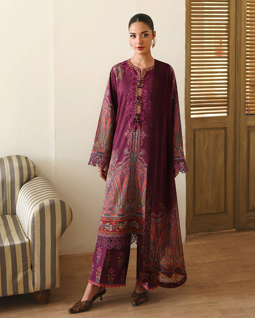 Roheenaz Eclat Gerden Printed Lawn Unstitched 3Pc Suit - DAHLIA DREAM