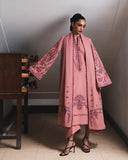 Jugnu Lahore Womenswear Embroidered Karandi Unstitched 3Pc Suit - DAHLIA