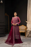 SIFA Valentino Embroidered Chiffon Unstitched 3 Piece Suit - Dahlia