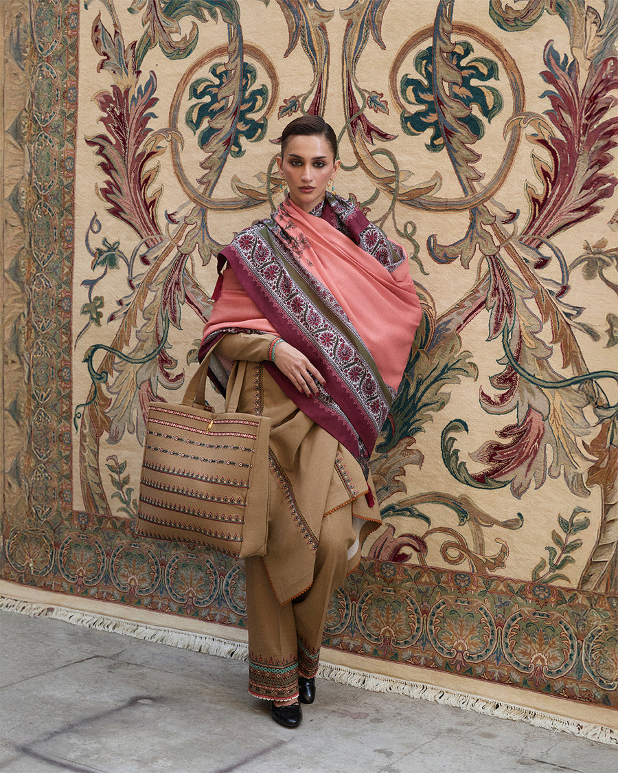 Jugnu Lahore Womenswear Embroidered Karandi Unstitched 3Pc Suit - DAHR