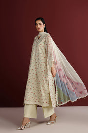 Farasha Fiorella Embroidered Chiffon Unstitched 3Pc Suit - Daisy Garden