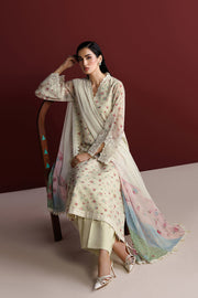 Farasha Fiorella Embroidered Chiffon Unstitched 3Pc Suit - Daisy Garden