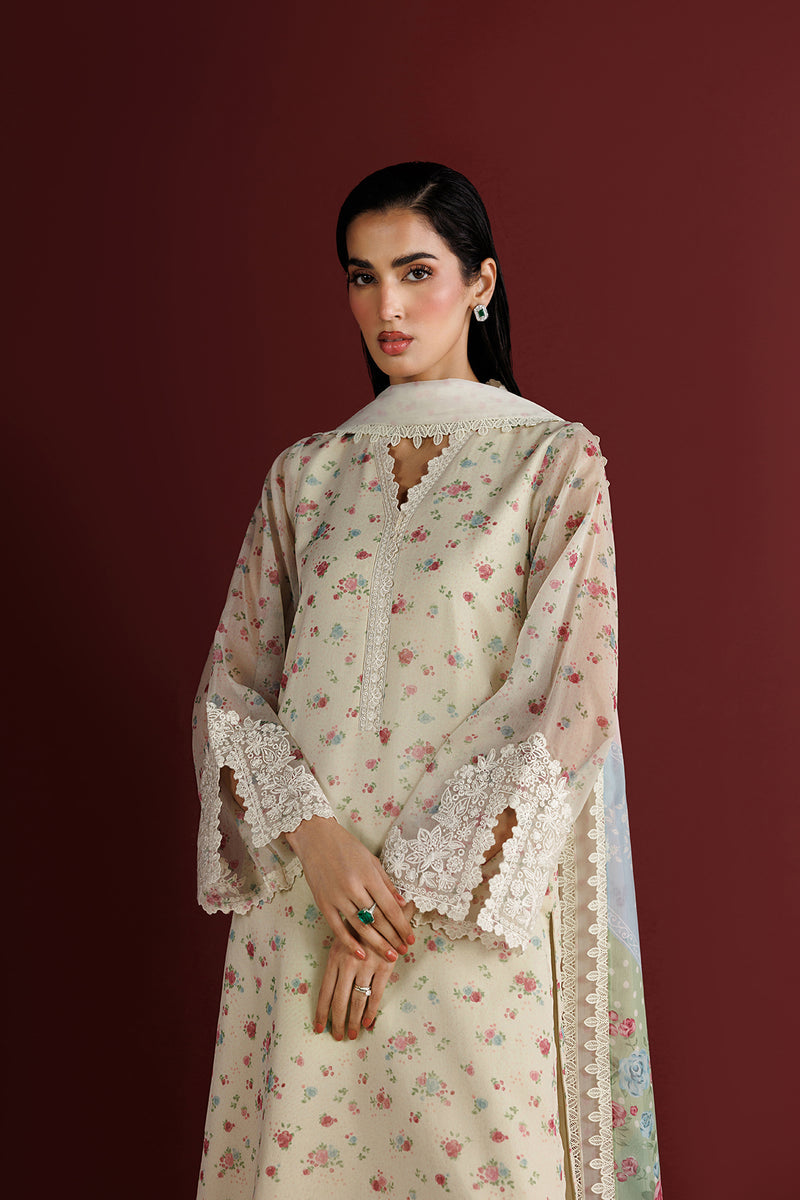 Farasha Fiorella Embroidered Chiffon Unstitched 3Pc Suit - Daisy Garden