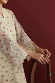 Farasha Fiorella Embroidered Chiffon Unstitched 3Pc Suit - Daisy Garden