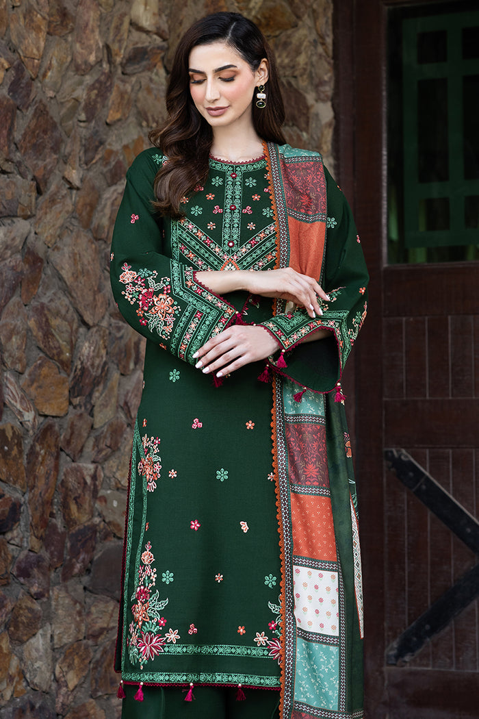 Farasha Embroidered Khaddar Unstitched 3Pc Suit - Daisywink