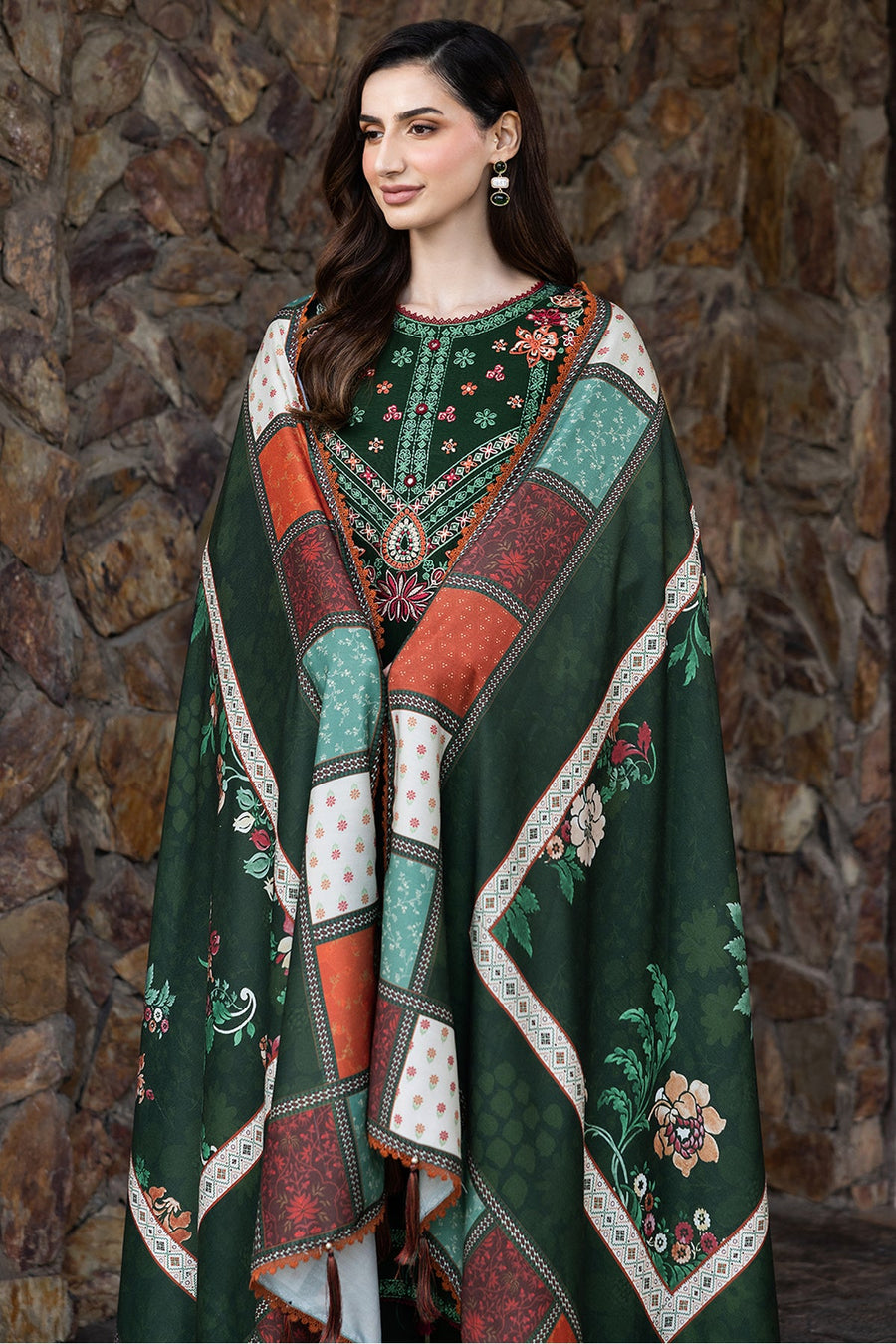 Farasha Embroidered Khaddar Unstitched 3Pc Suit - Daisywink