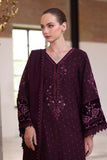 Noor by Saadia Asad Embroidered Khaddar Unstitched 3Pc Suit D-09 Damson