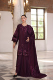 Noor by Saadia Asad Embroidered Khaddar Unstitched 3Pc Suit D-09 Damson