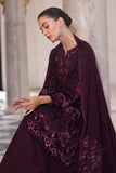 Noor by Saadia Asad Embroidered Khaddar Unstitched 3Pc Suit D-09 Damson